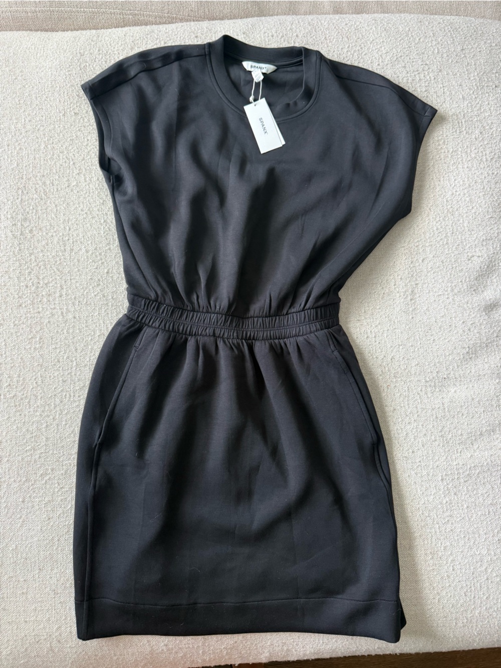 NWT! SPANX Black Air Essentials Strapless Elastic-Waist Romper - Small